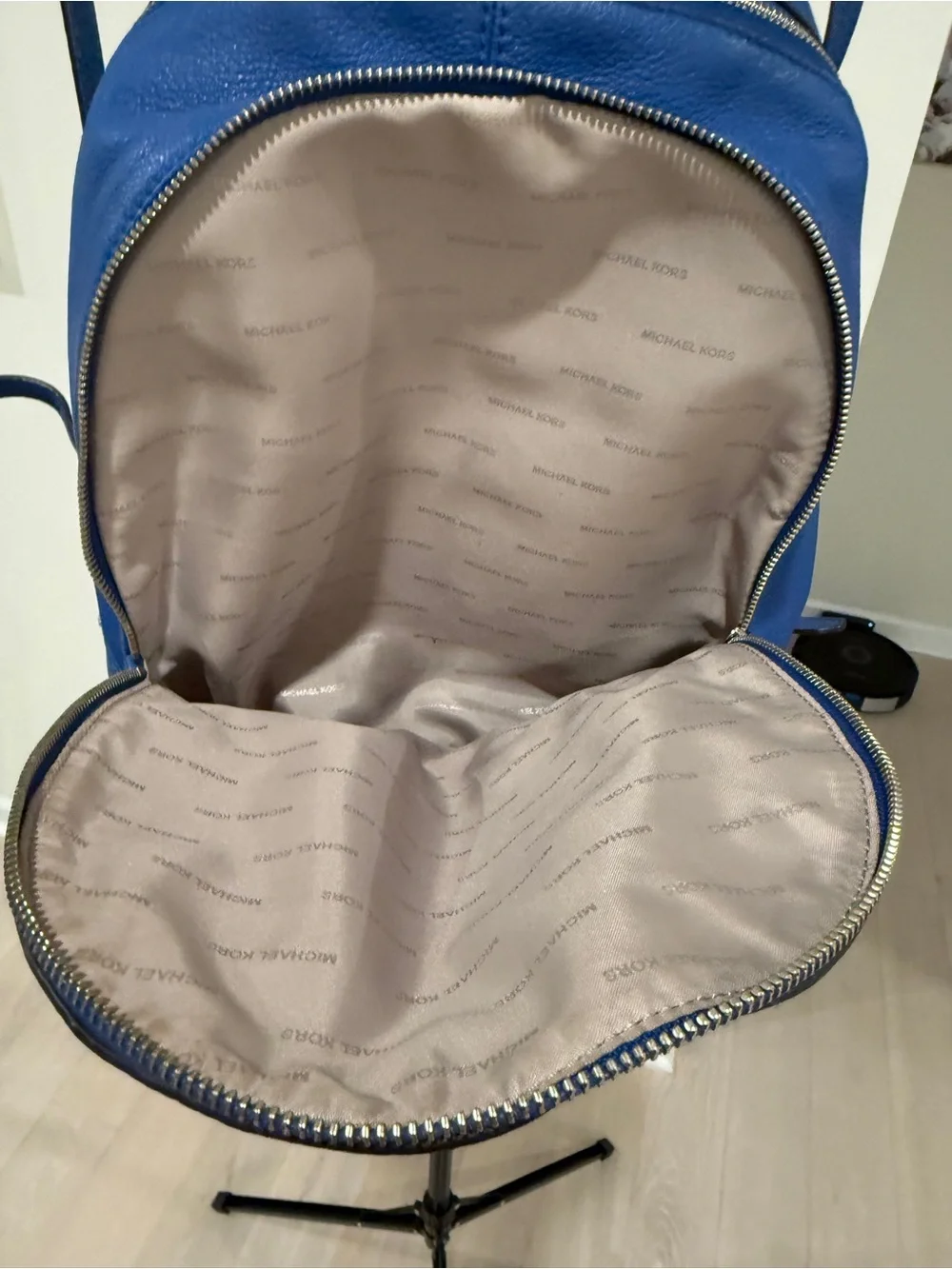Michael Kors Cobalt Blue Pebbled Leather Backpack with Gold Hardware